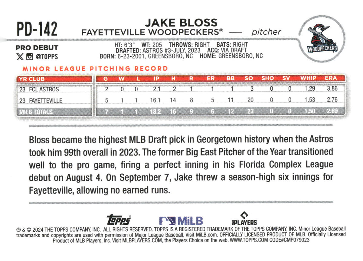2024 Topps Pro Debut #PD-142 Jake Bloss