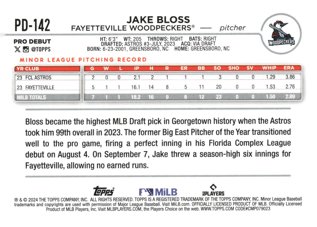 2024 Topps Pro Debut #PD-142 Jake Bloss