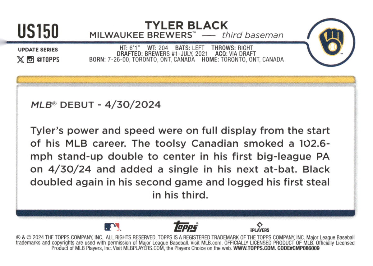 2024 Topps Update #US150 Tyler Black