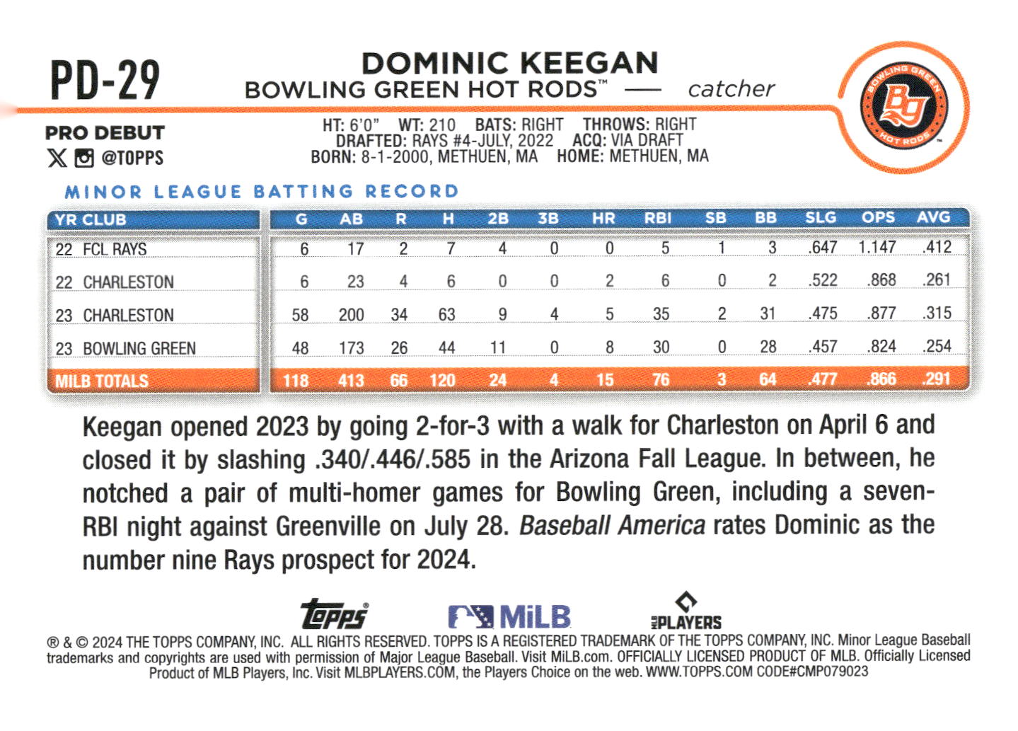 2024 Topps Pro Debut #PD-29 Dominic Keegan