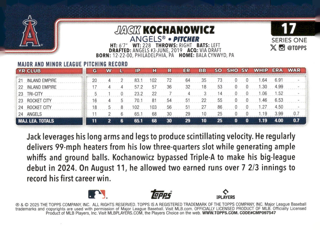 2025 Topps #17 Jack Kochanowicz