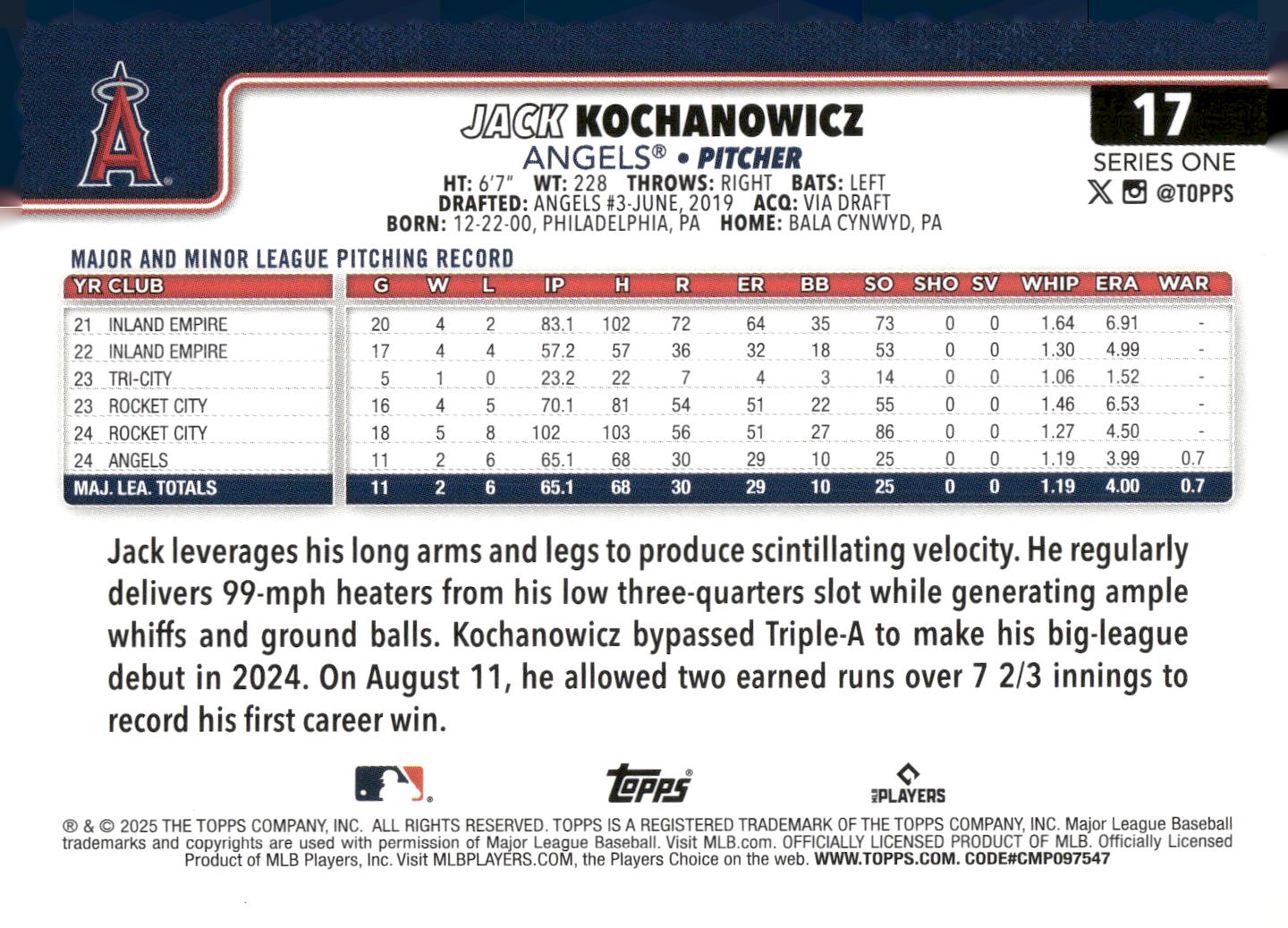 2025 Topps #17 Jack Kochanowicz