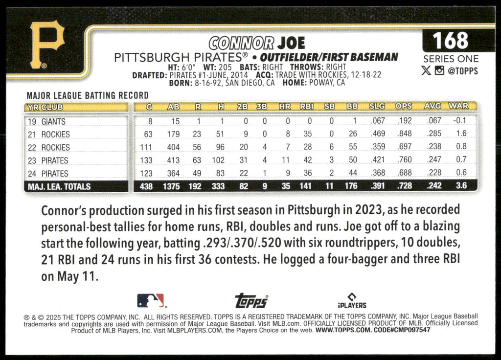 2025 Topps #168 Connor Joe