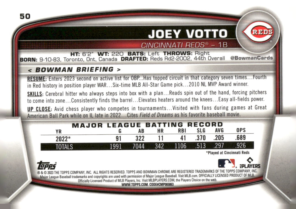 2023 Bowman Chrome #50 Joey Votto