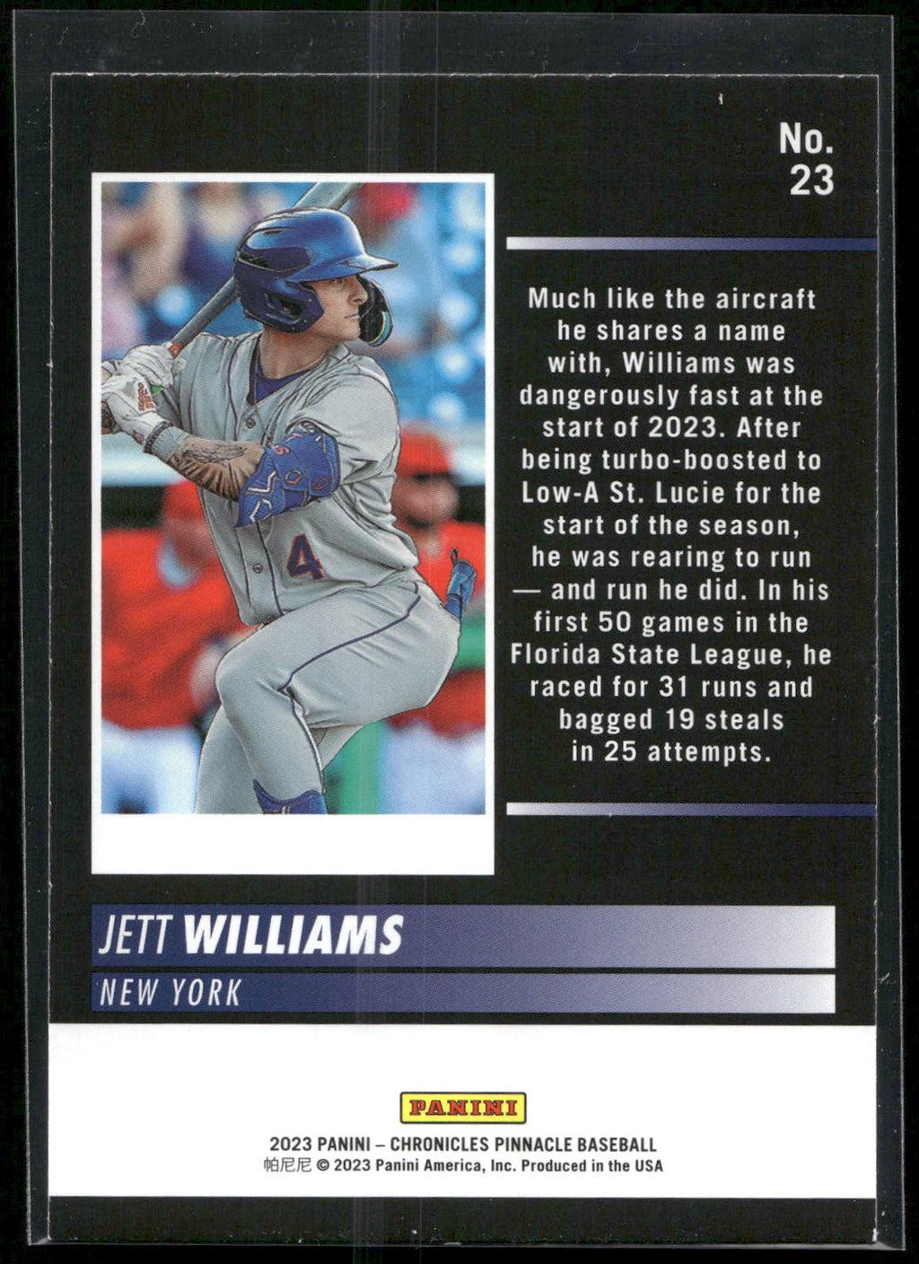 2023 Panini Chronicles - Pinnacle #23 Jett Williams