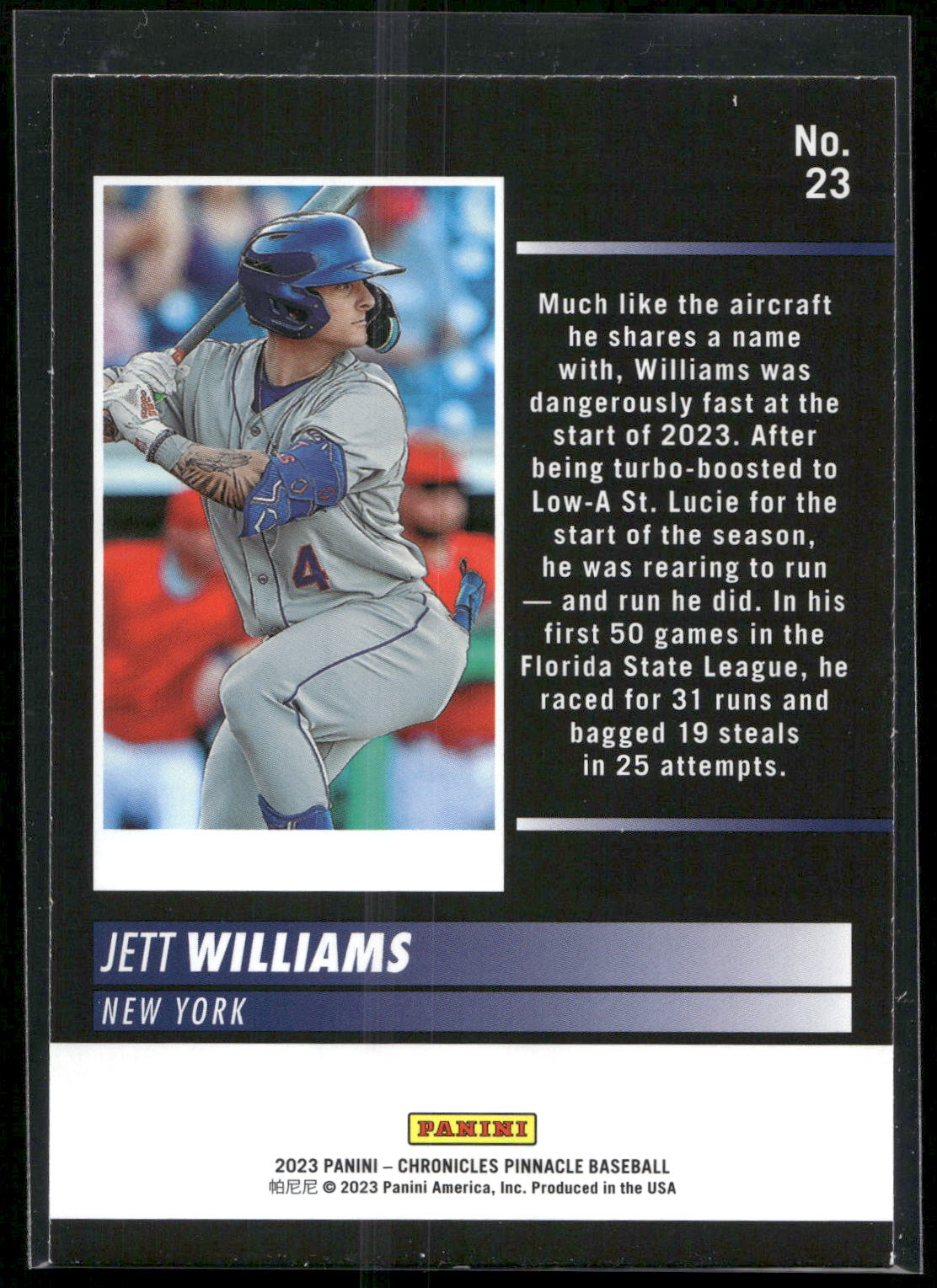 2023 Panini Chronicles - Pinnacle #23 Jett Williams