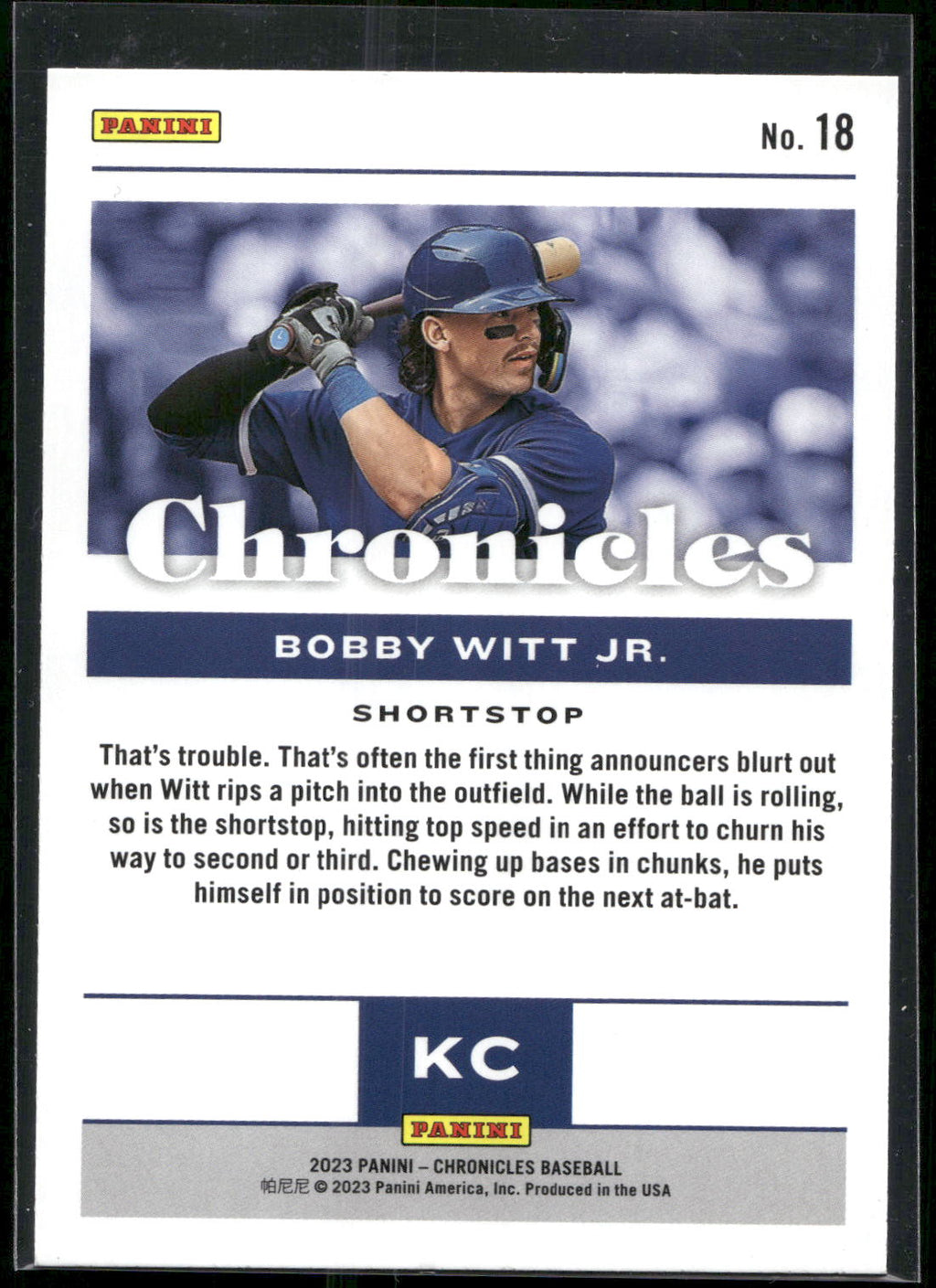 2023 Panini Chronicles #18 Bobby Witt Jr.
