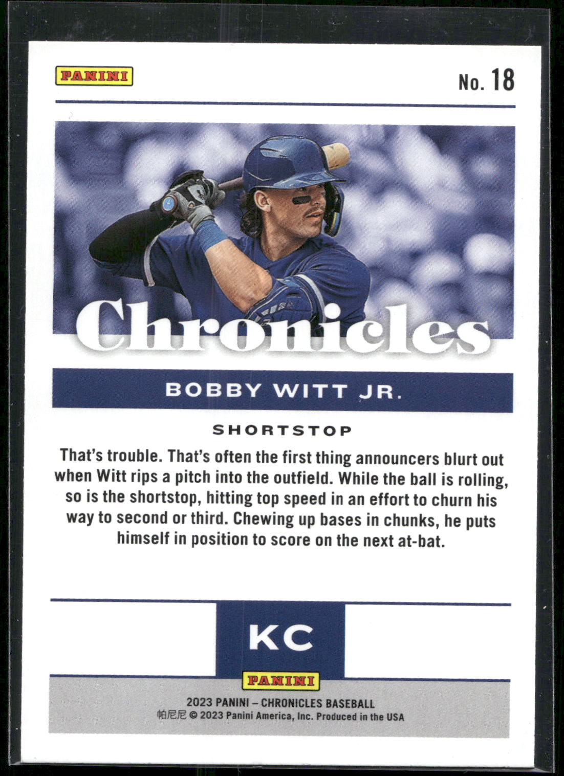 2023 Panini Chronicles #18 Bobby Witt Jr.