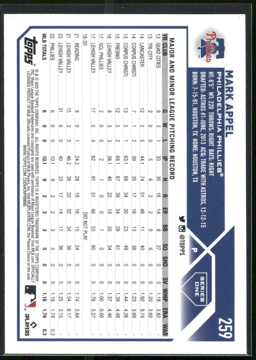 2023 Topps #259 Mark Appel