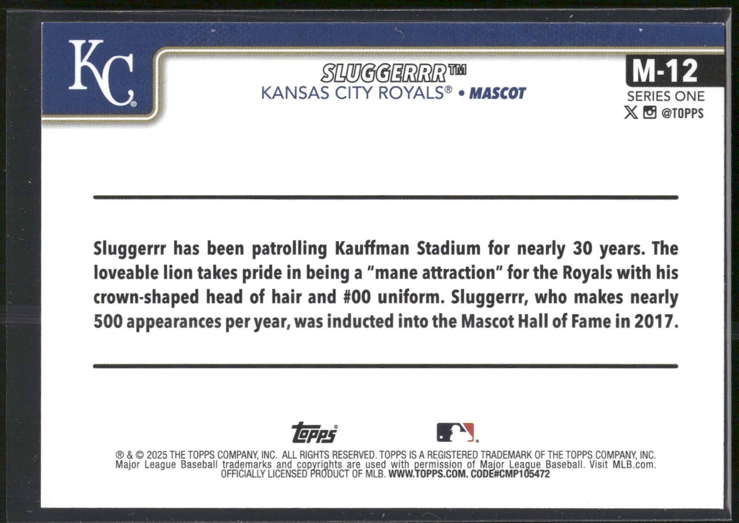 2025 Topps #M-12 Sluggerrr Mascots