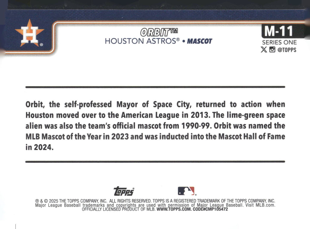2025 Topps #M-11 Orbit Mascots