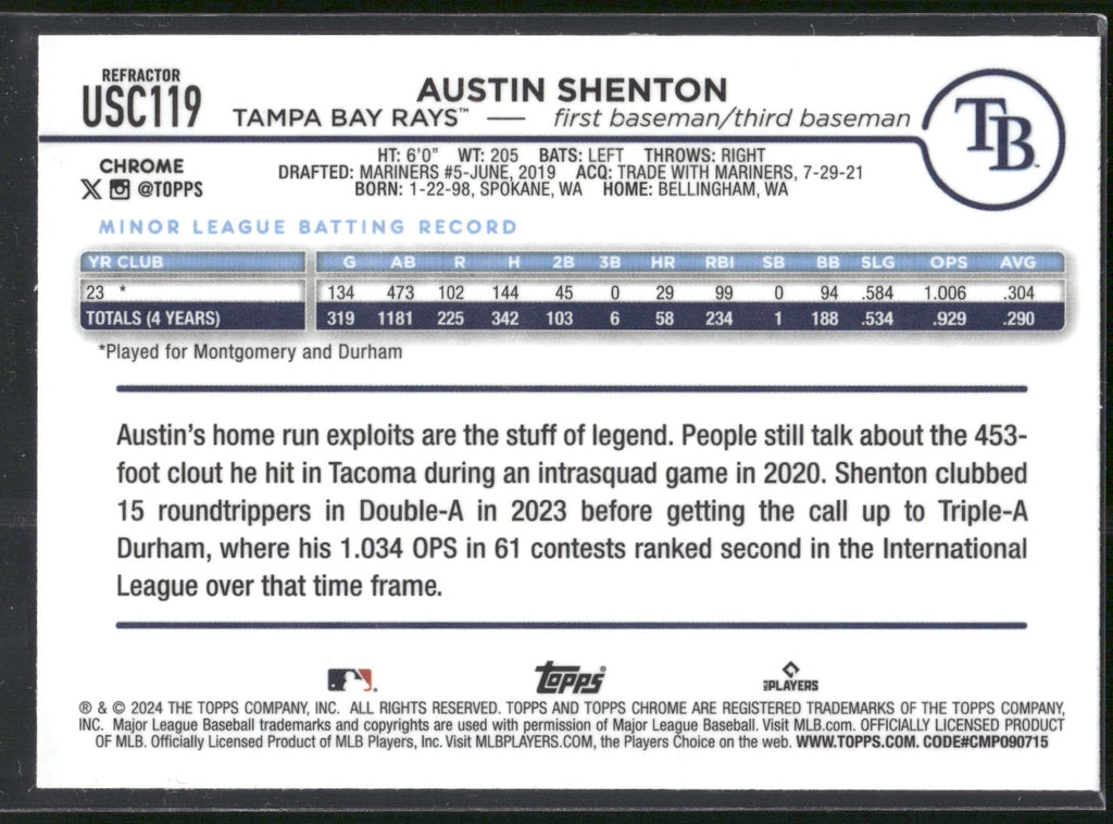 2024 Topps Update #US275 Austin Shenton