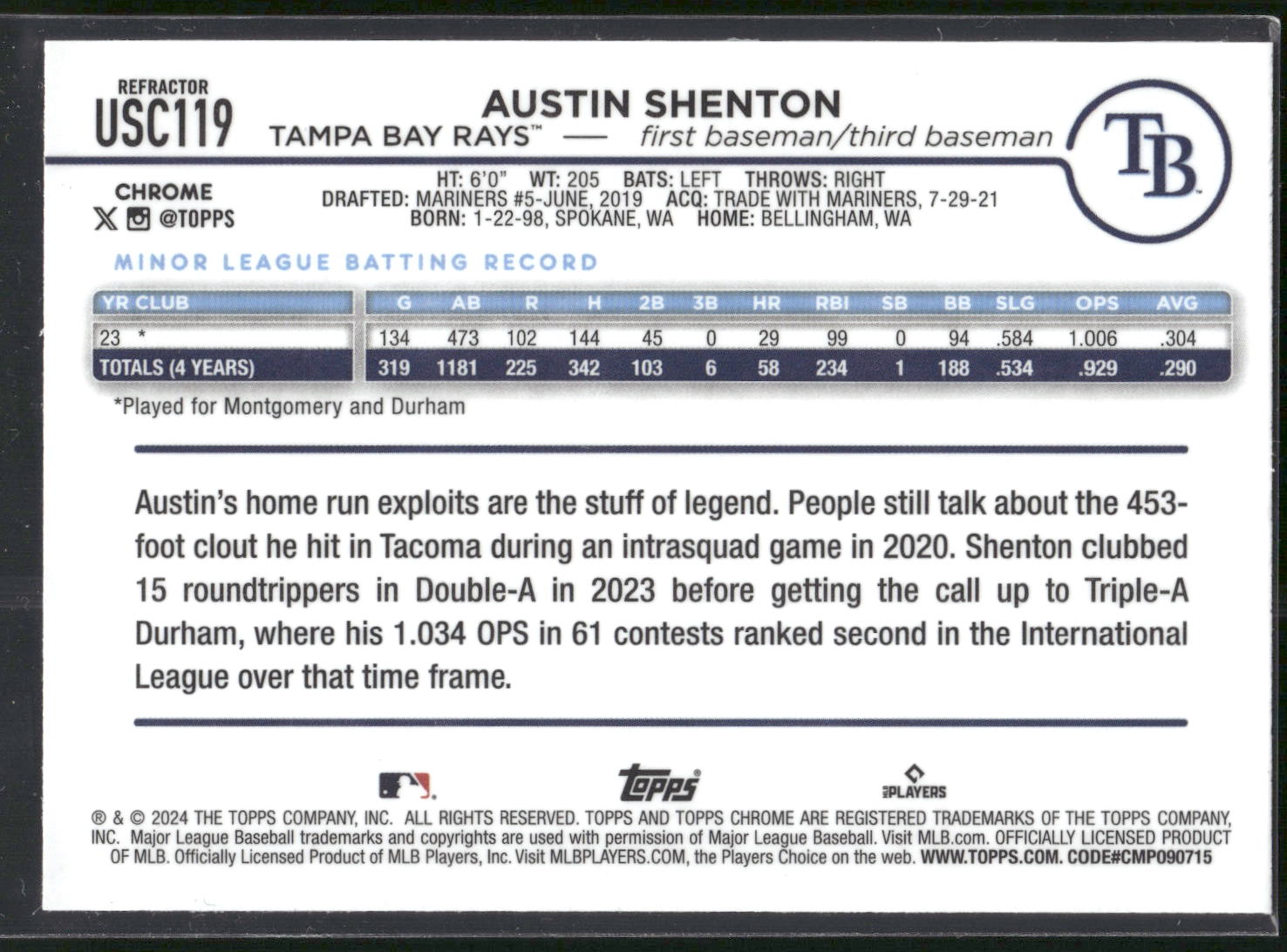 2024 Topps Update #US275 Austin Shenton