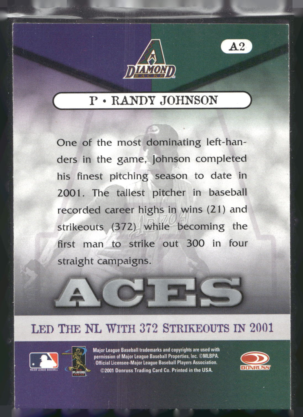 2001 Donruss Class of 2001 #A2 Randy Johnson Aces