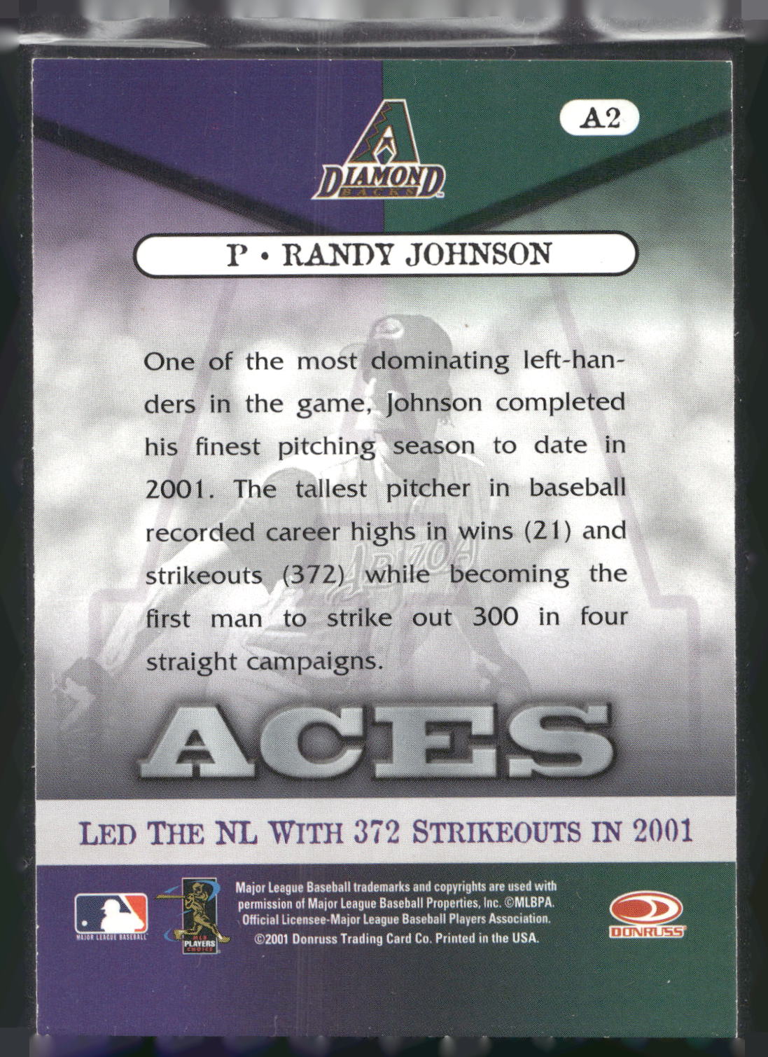 2001 Donruss Class of 2001 #A2 Randy Johnson Aces