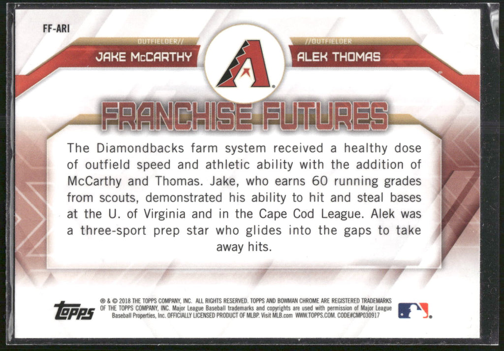 2018 Bowman Draft #FF-ARI Jake McCarthy / Alek Thomas Franchise Futures