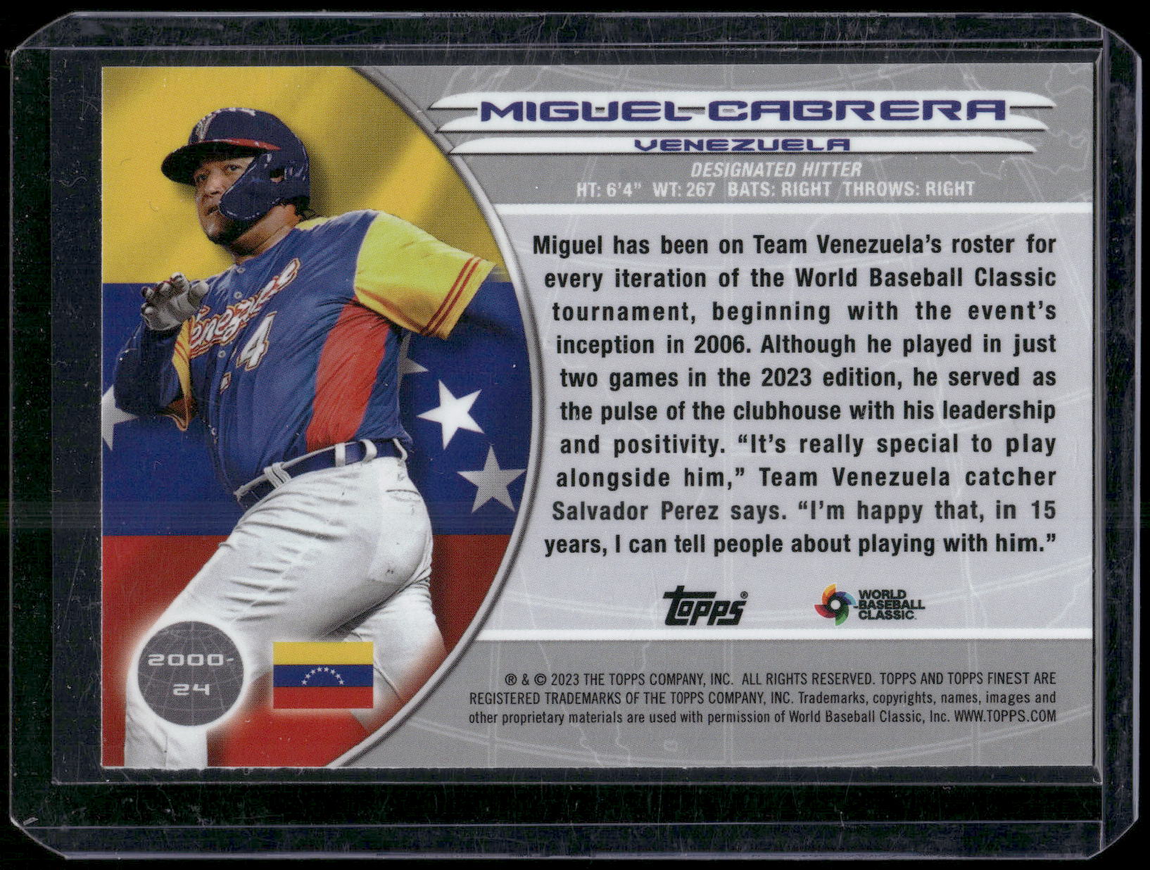 2023 Finest #2000-24 Miguel Cabrera 2000 Topps Finest World's Finest