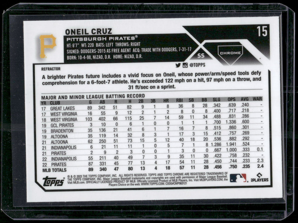 2023 Topps Chrome #15 Oneil Cruz Refractors
