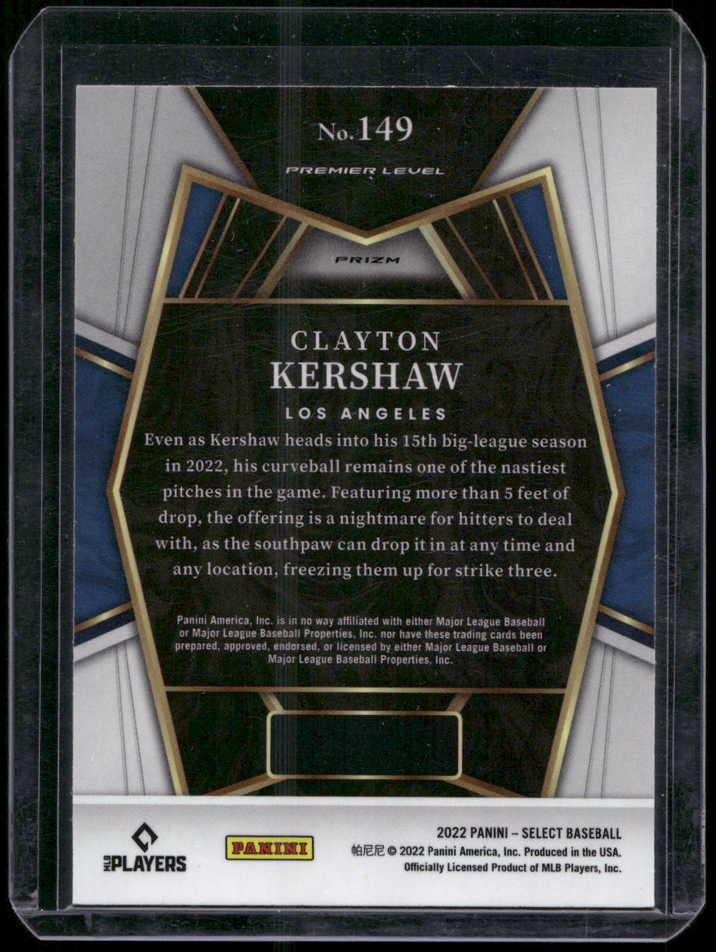2022 Panini Select #149 Clayton Kershaw Scope