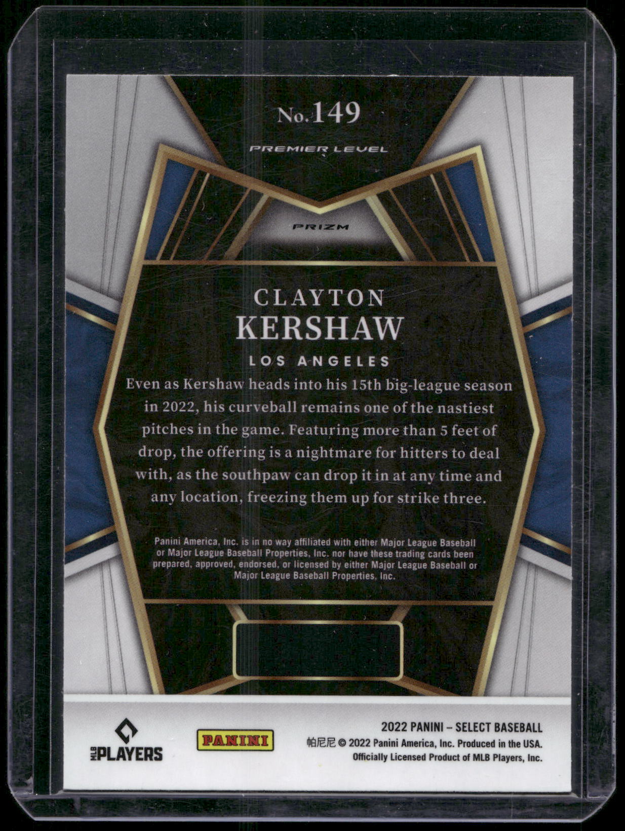 2022 Panini Select #149 Clayton Kershaw Scope