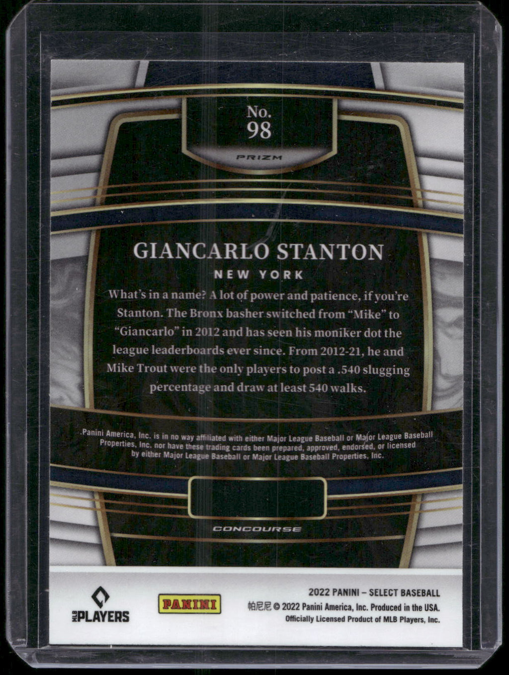 2022 Panini Select #98 Giancarlo Stanton Scope