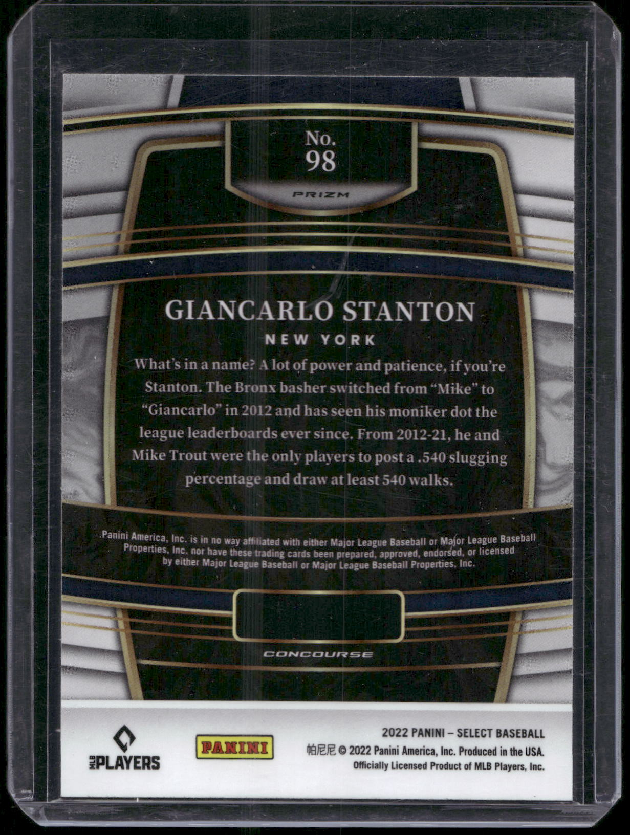 2022 Panini Select #98 Giancarlo Stanton Scope