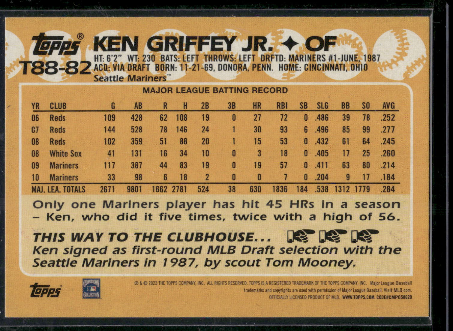 2023 Topps #T88-82 Ken Griffey Jr. 1988 Topps Baseball 35th Anniversary