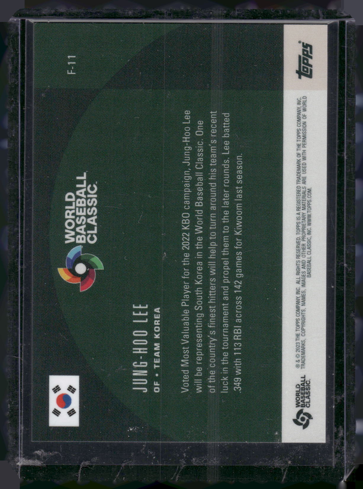 2023 Topps World Baseball Classic Global Stars #F-11 Jung-Hoo Lee Flags of