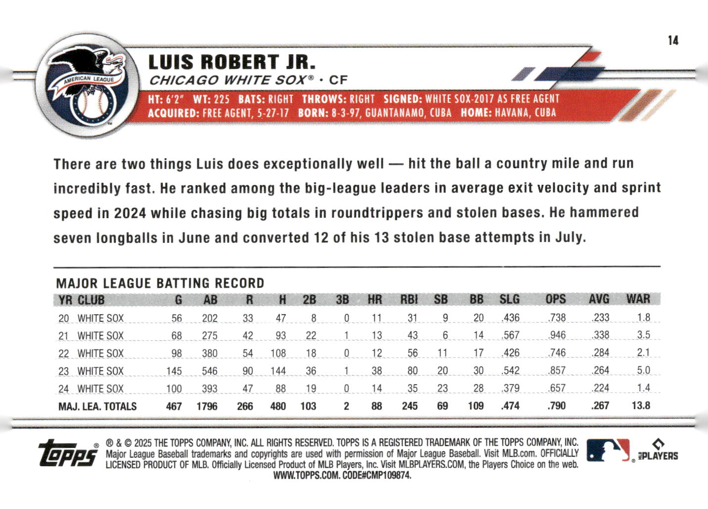 2025 Topps All-Star Game #14 Luis Robert Jr.