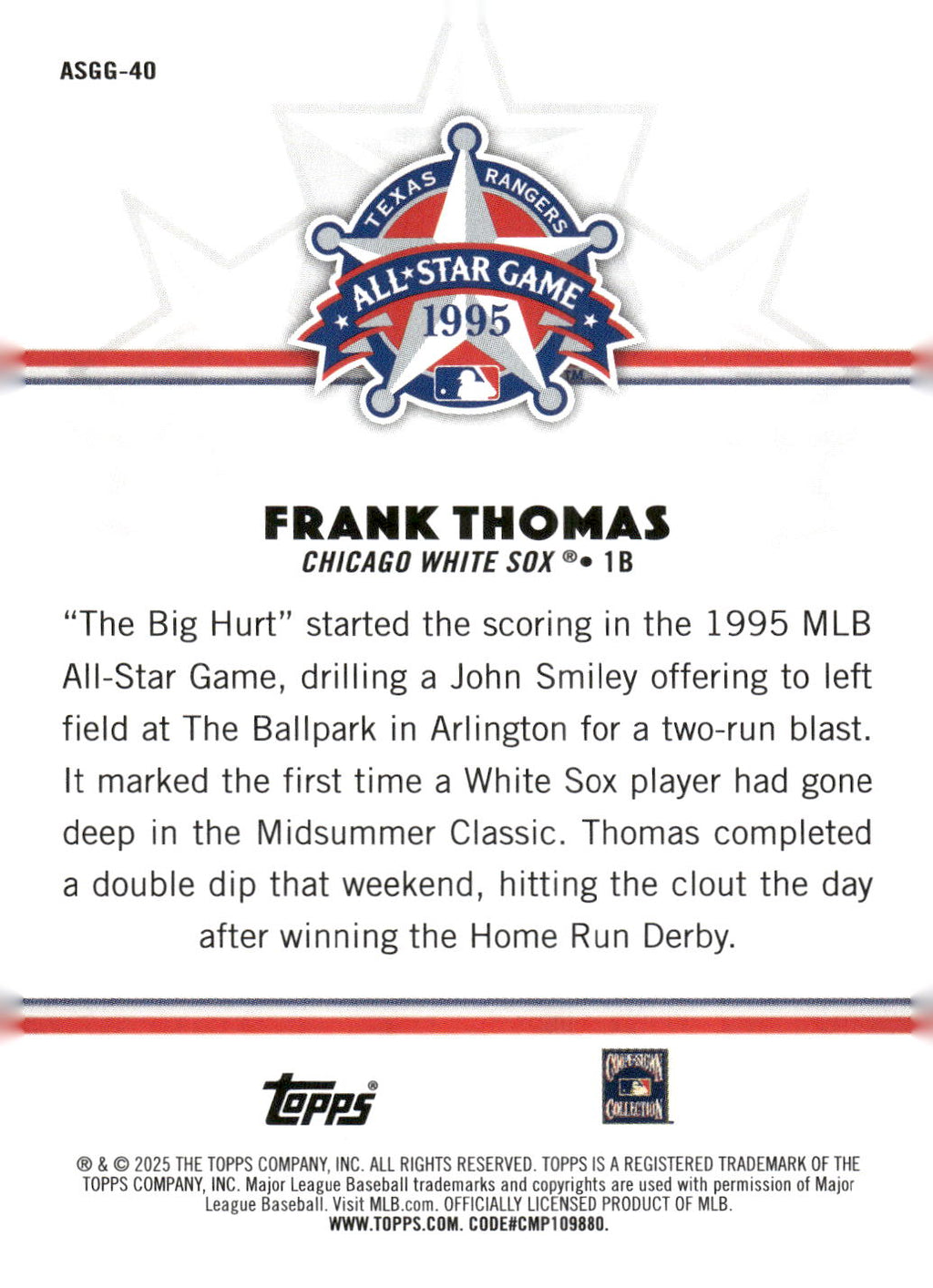 2025 Topps All-Star Game #ASGG-40 Frank Thomas All-Star Game Greats