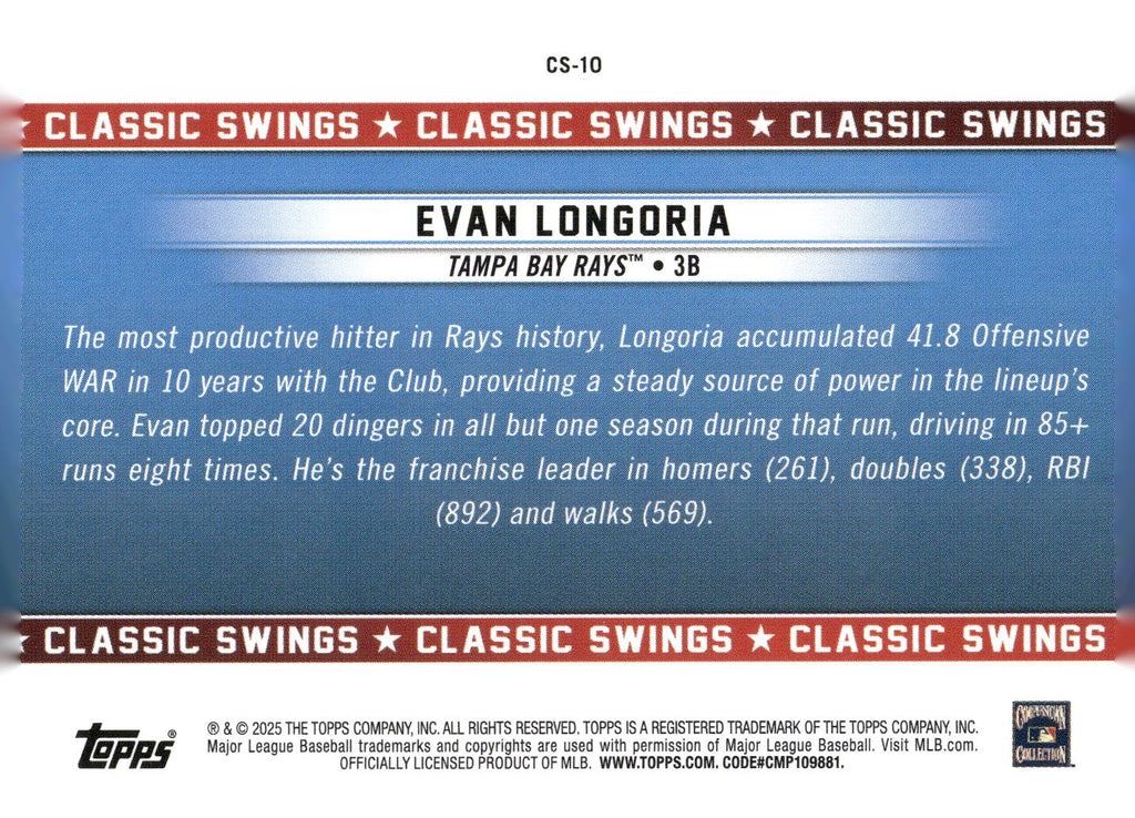 2025 Topps All-Star Game #CS-10 Evan Longoria Classic Swings