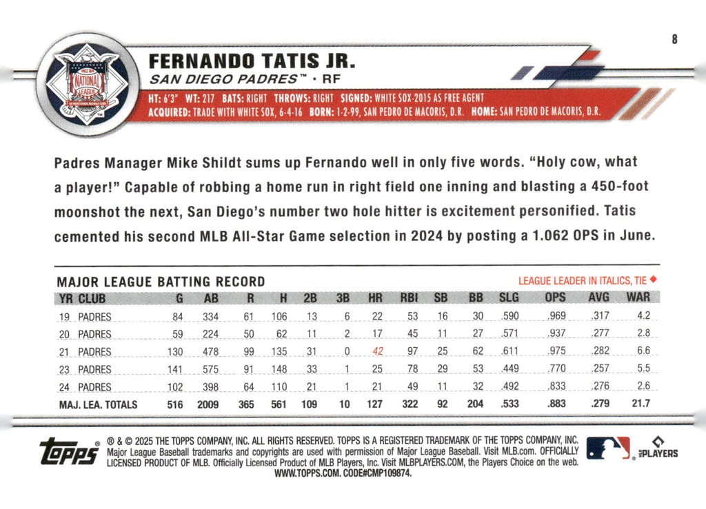 2025 Topps All-Star Game #8 Fernando Tatis Jr.