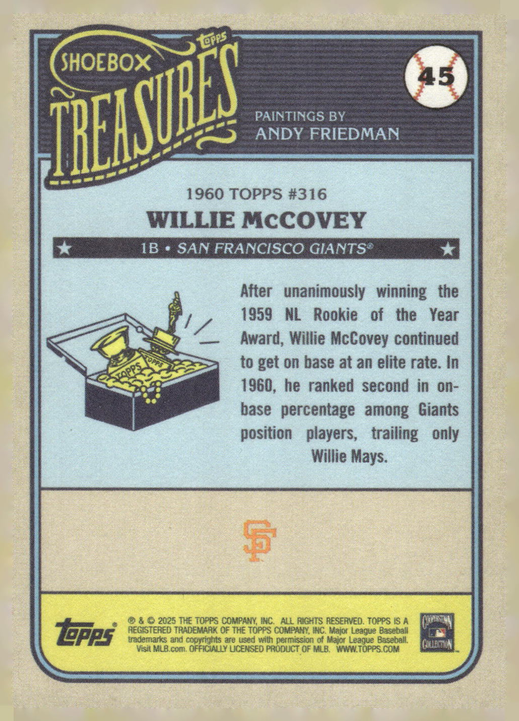2025 Topps Shoebox Treasures by Andy Friedman #45 Willie McCovey