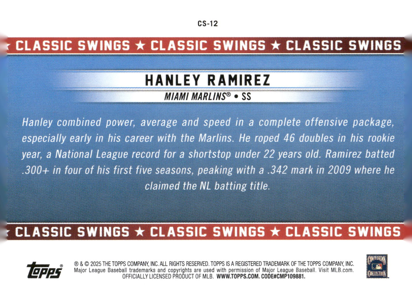 2025 Topps All-Star Game #CS-12 Hanley Ramirez Classic Swings