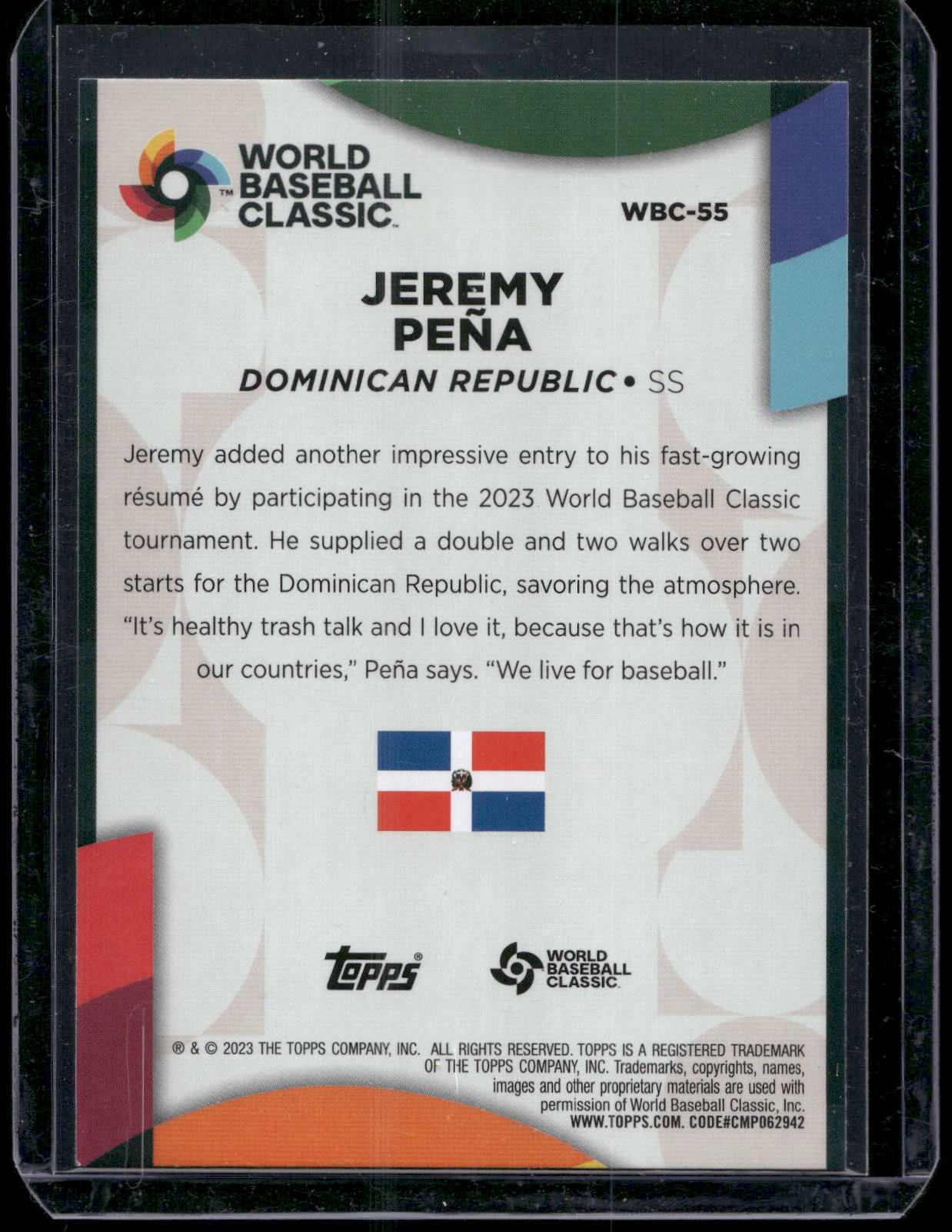 2023 Topps #WBC-55 Jeremy Peña 2023 World Baseball Classic Stars