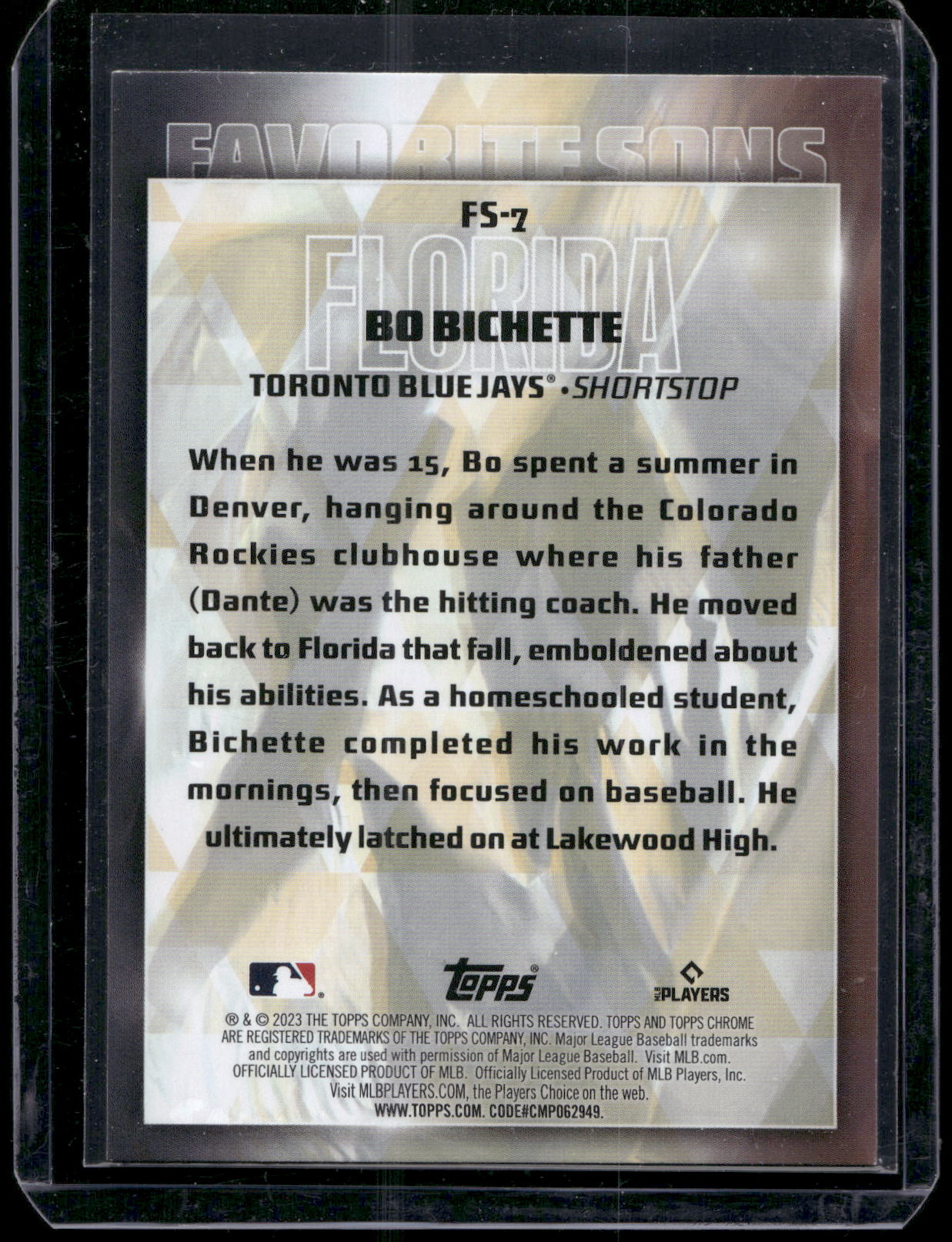 2023 Topps #FS-7 Bo Bichette Favorite Sons