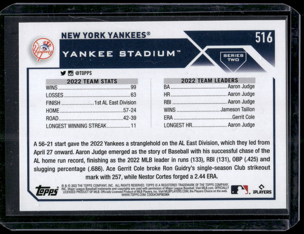 2023 Topps #516 New York Yankees All-Star Game