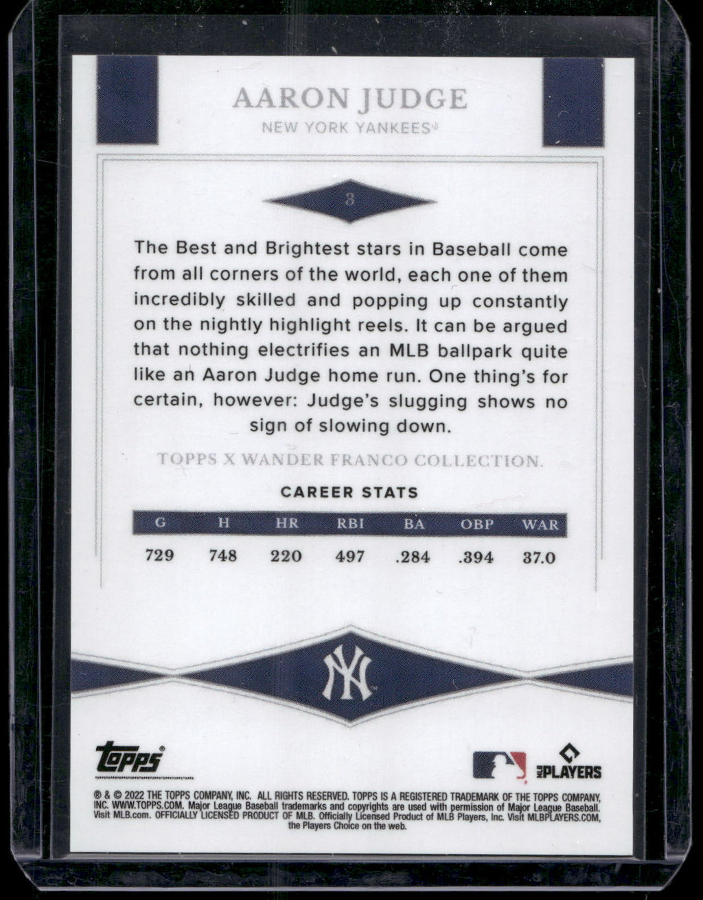 2022 Topps x Wander Franco #3 Aaron Judge