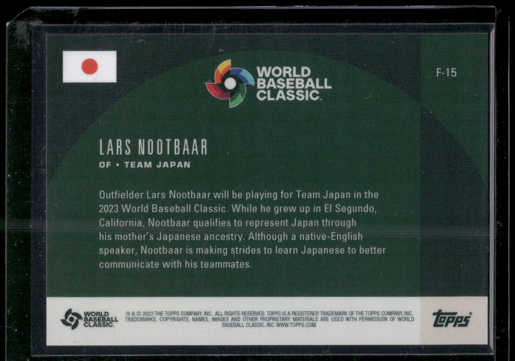 2023 Topps World Baseball Classic Global Stars #F-15 Lars Nootbaar Flags