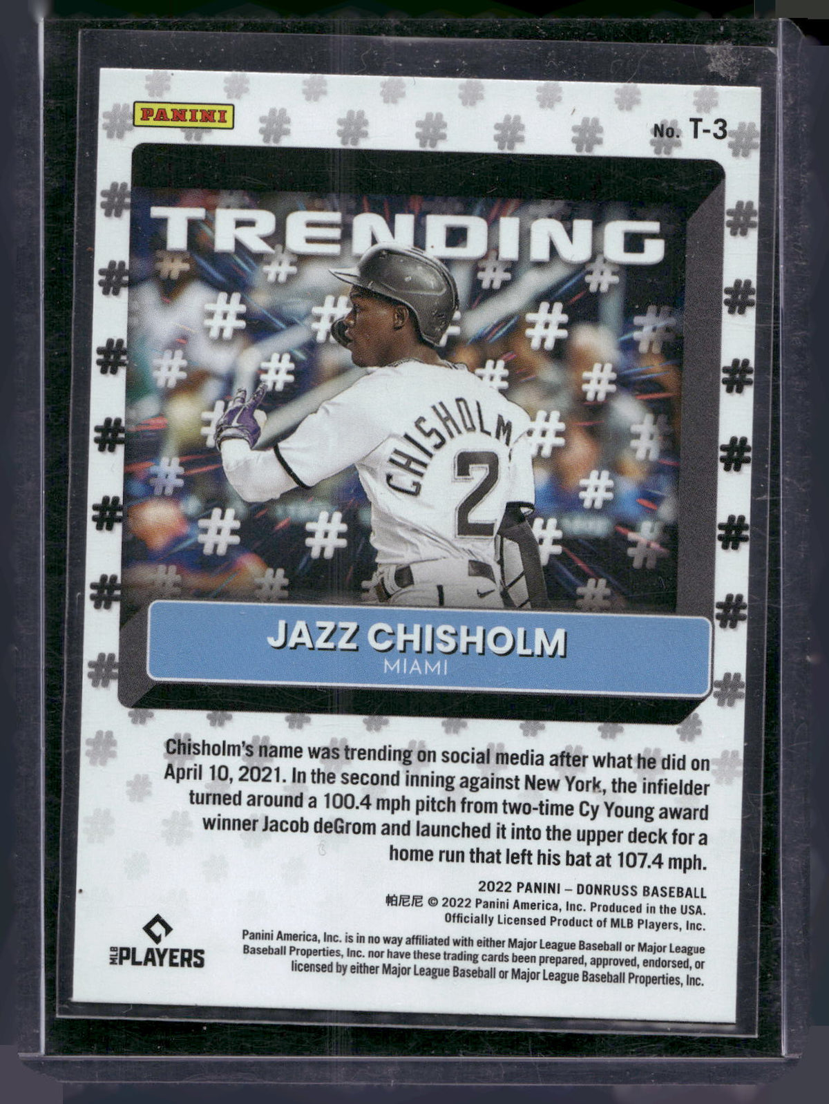 2022 Donruss #T-3 Jazz Chisholm Trending Diamond