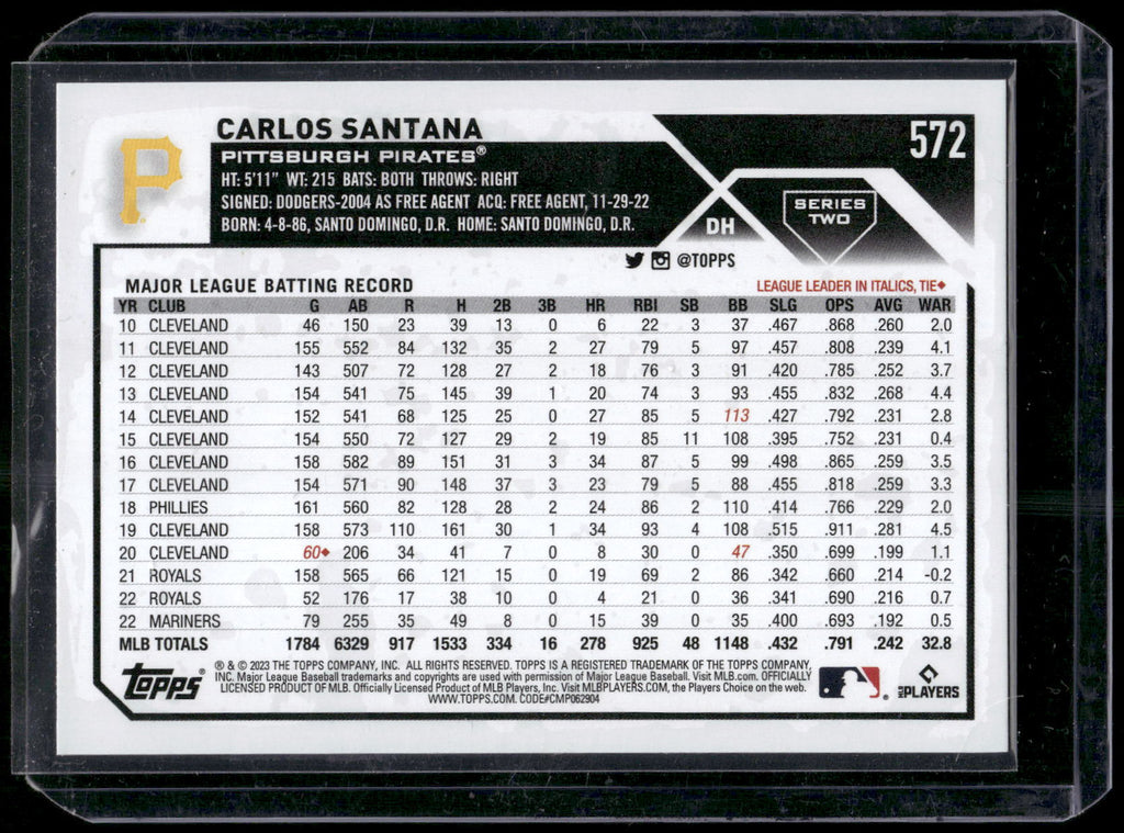 2023 Topps #572 Carlos Santana