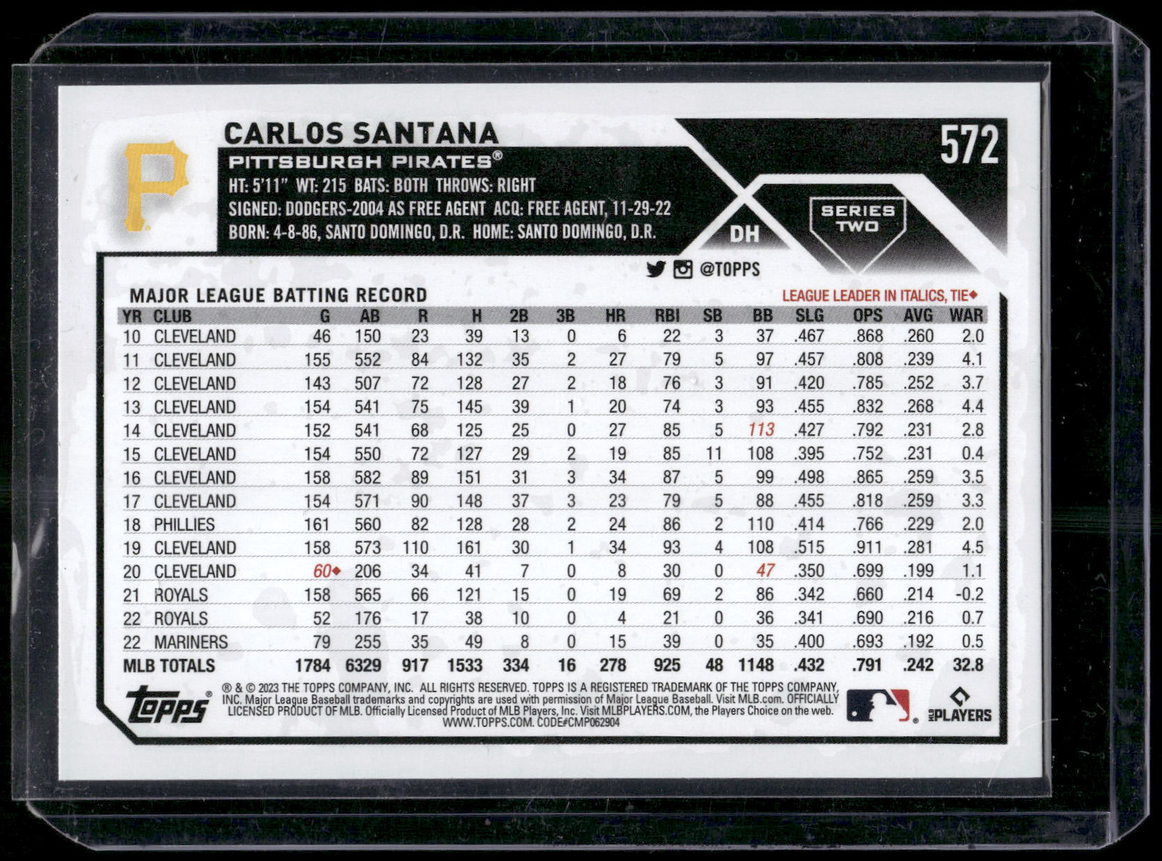 2023 Topps #572 Carlos Santana