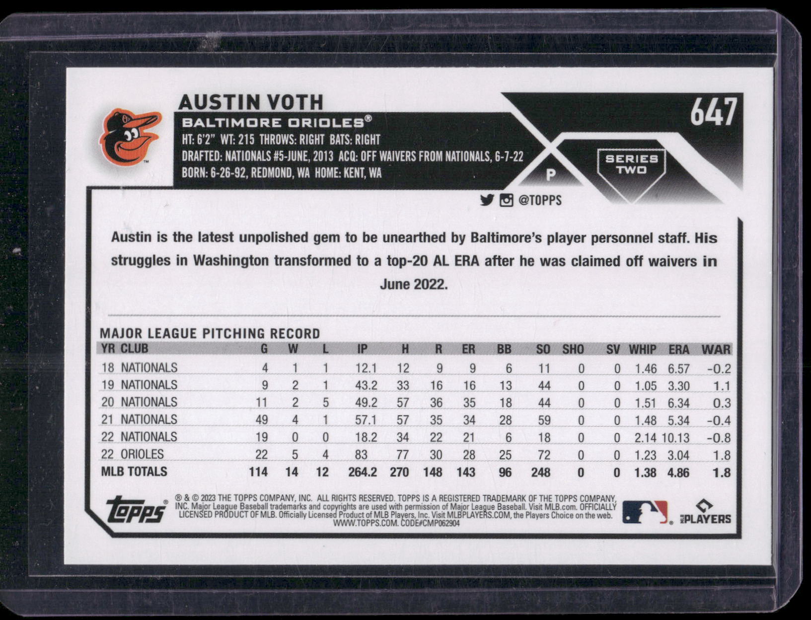 2023 Topps #647 Austin Voth
