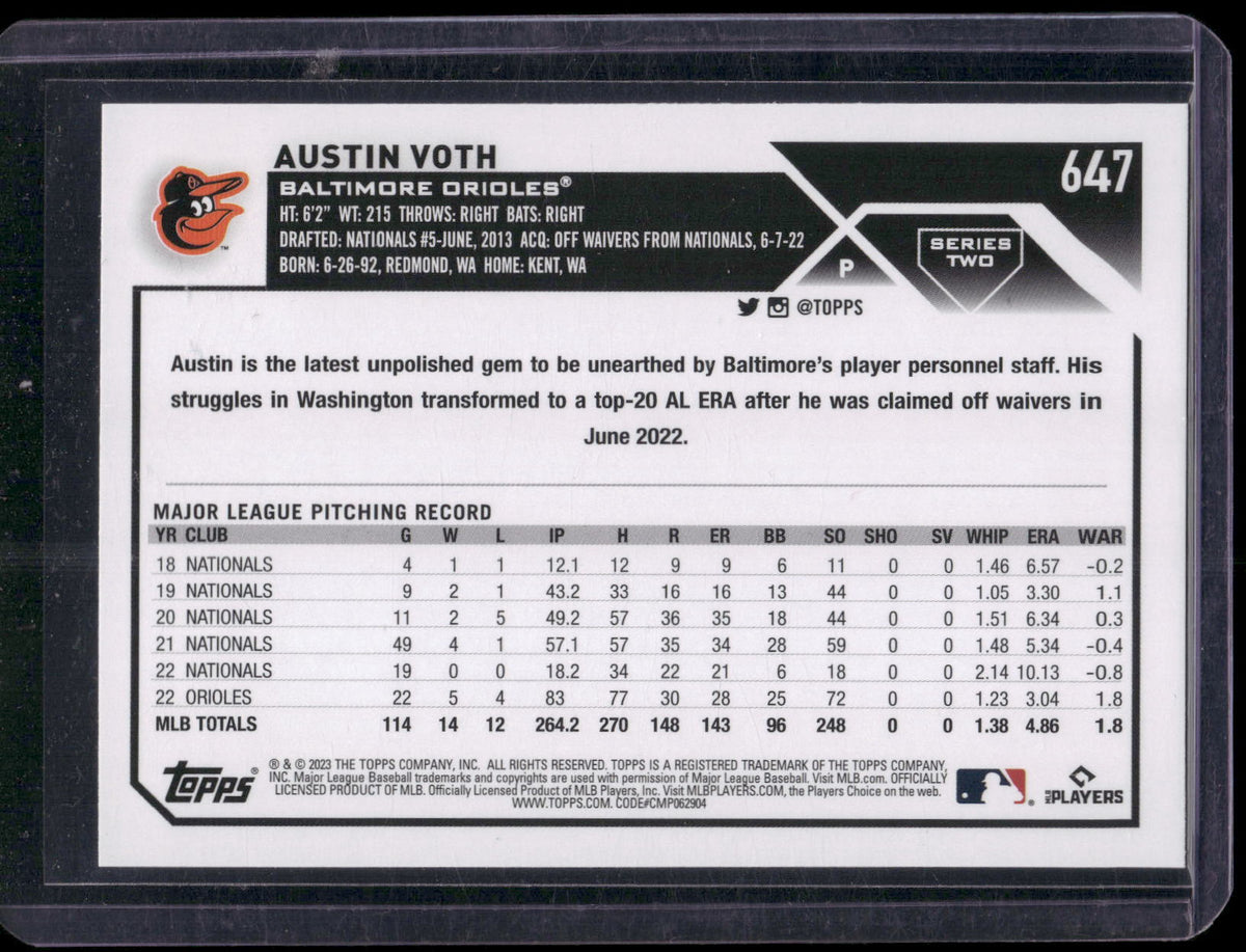2023 Topps #647 Austin Voth