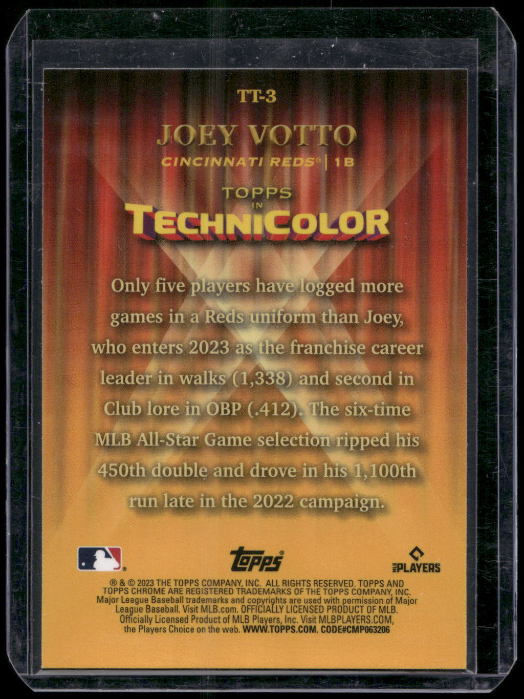 2023 Topps Chrome #TT-3 Joey Votto Topps in Technicolor