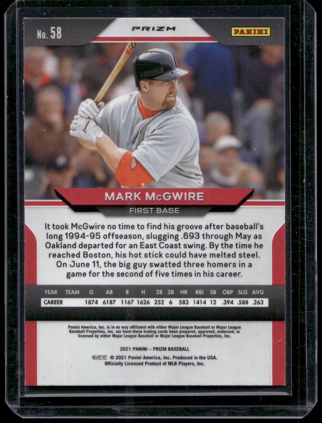 2021 Panini Prizm #58 Mark McGwire Silver Prizm