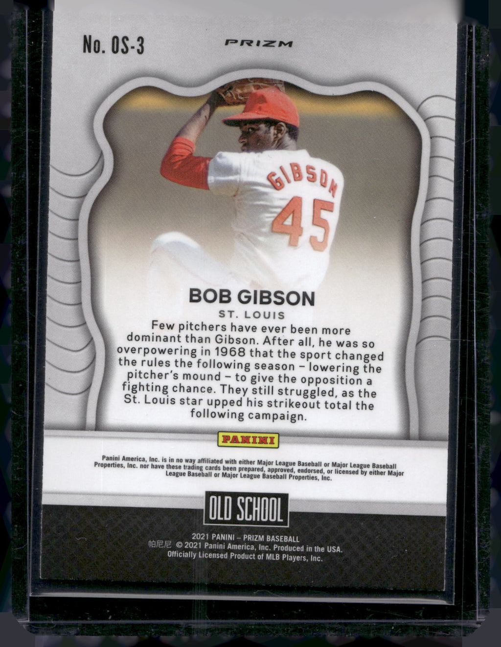 2021 Panini Prizm #OS-3 Bob Gibson Old School Red/White/Blue Prizm