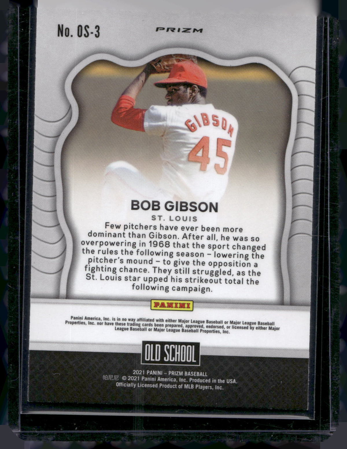 2021 Panini Prizm #OS-3 Bob Gibson Old School Red/White/Blue Prizm