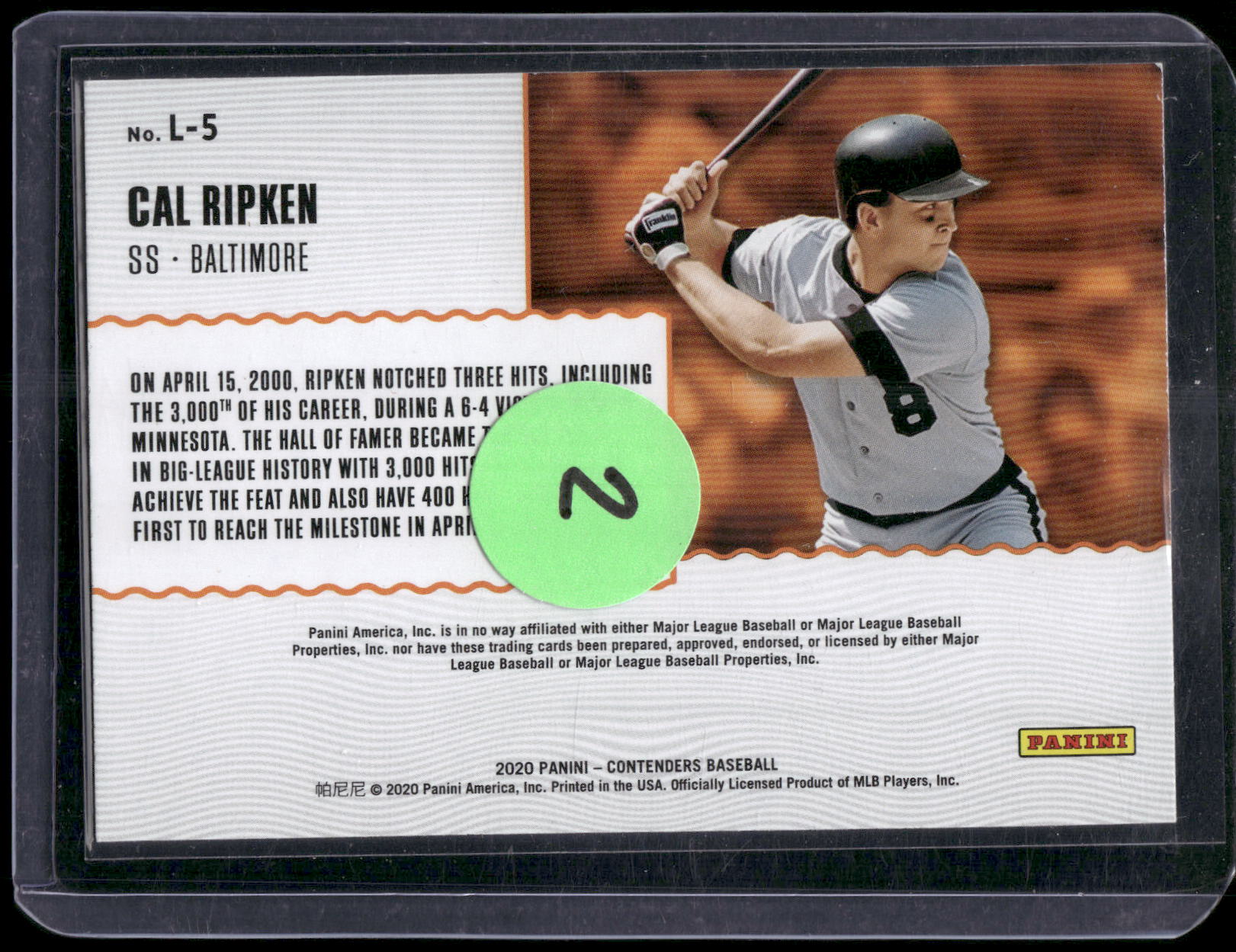 2020 Panini Contenders #L-5 Cal Ripken Legacy
