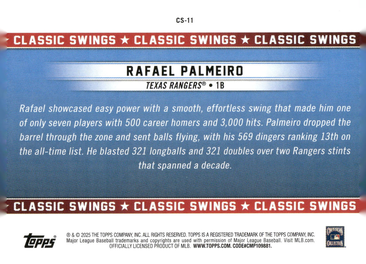 2025 Topps All-Star Game #CS-11 Rafael Palmeiro Classic Swings